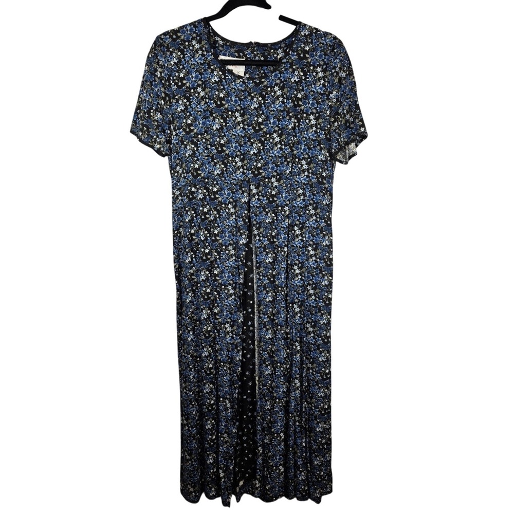 Betsy Lauren Petites Maxi Dress 10 Ditsy Floral 90s Cottage Boho Vintage Prairie